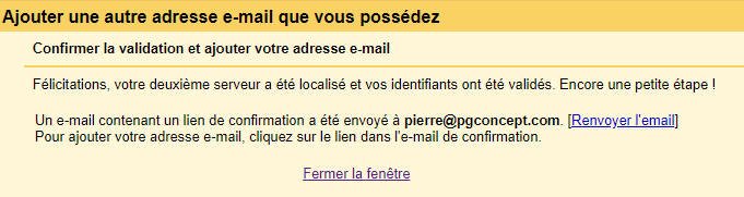 Utiliser un mail pro avec Gmail - Confirmation des paramètres SMTP