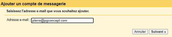 Utiliser un mail pro avec Gmail - Saisie des infos pour la réception de mails