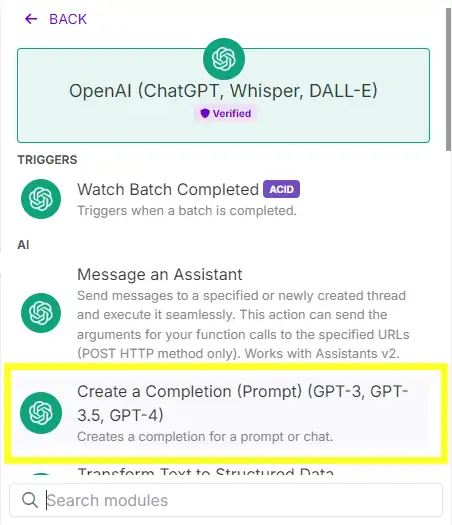 Configuration module OpenAI - PG Concept
