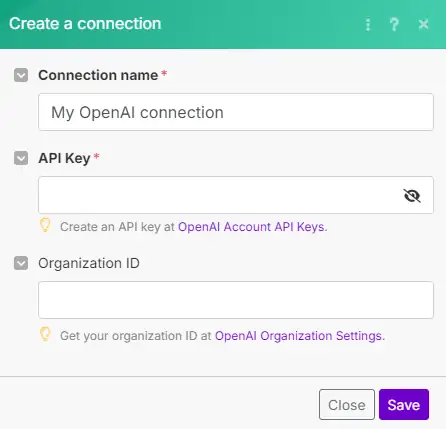 Configuration module OpenAI - PG Concept