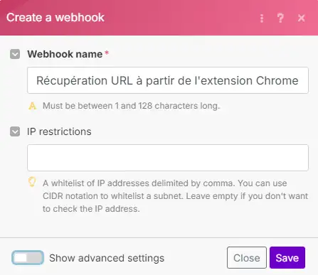 Configuration Custom webhook - PG Concept