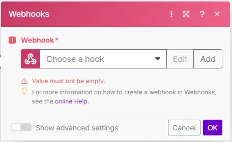 Configuration Custom webhook - PG Concept