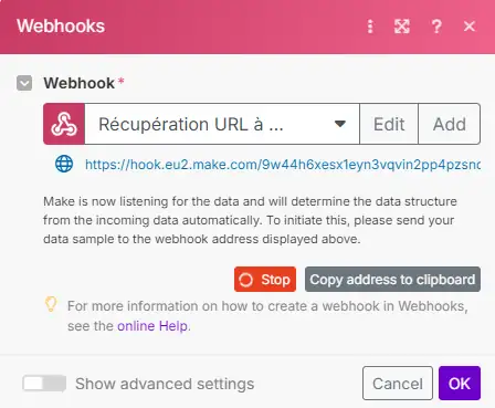 Configuration Custom webhook - PG Concept