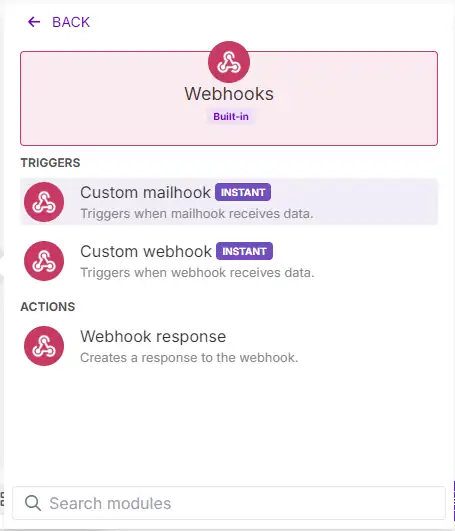 Custom webhook - PG Concept