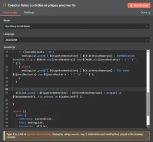 Automatisation n8n : Code filtrage et formatage - PG Concept