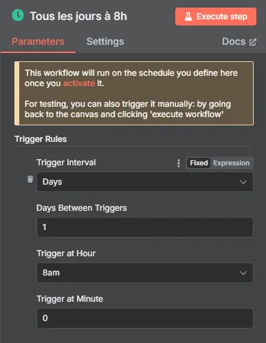 Automatisation n8n : Schedule trigger - PG Concept
