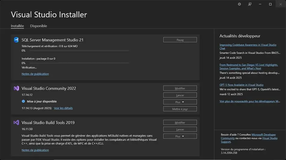 Etape 5 de l'installation de SSMS - PG Concept