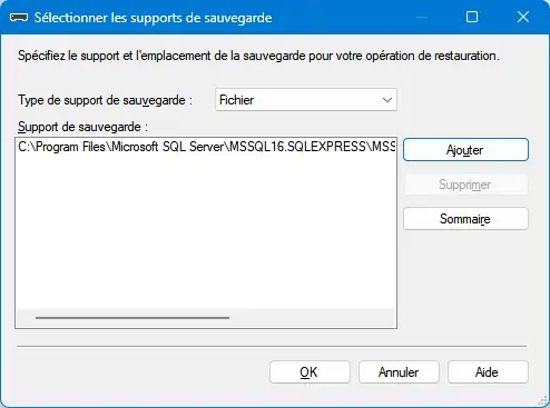 Etape 5 de la restauration de la base de données de démonstration - PG Concept