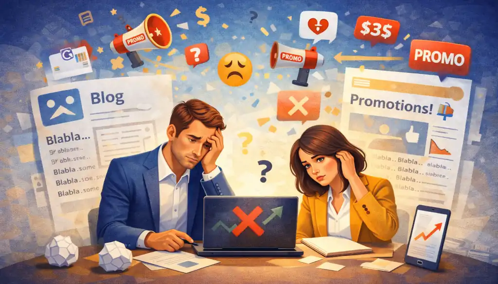 Les erreurs à éviter sur les réseaux sociaux pour promouvoir votre entreprise 4 Contenu à faible valeur ajoutée sur les réseaux sociaux - PG Concept