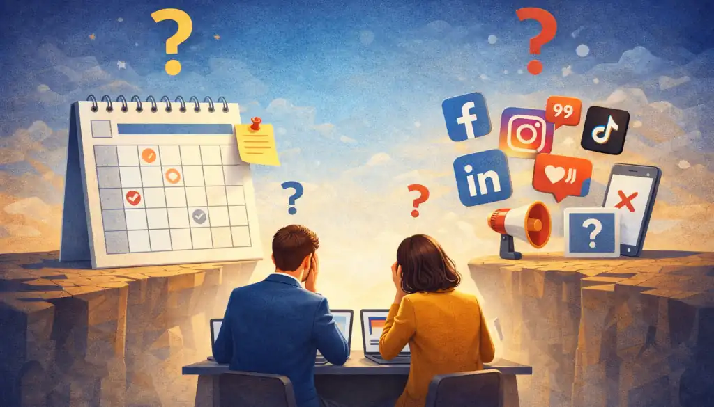 Les erreurs à éviter sur les réseaux sociaux pour promouvoir votre entreprise 3 Rythme de publication sur les réseaux sociaux - PG Concept