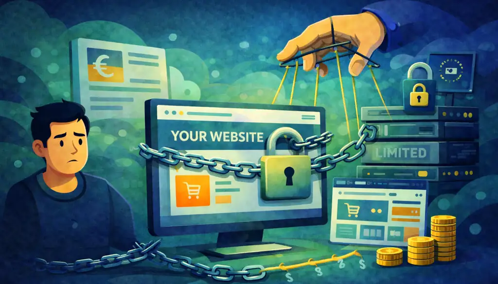Création de site web gratuit : attention aux fausses bonnes affaires 5 Dépendance aux plateformes de création de site web gratuit - PG Concept