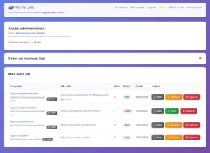 Lancement de Fly To Link, un outil de gestion de liens affiliés simple et RGPD friendly 4 Dashboard Fly To Link - PG Concept