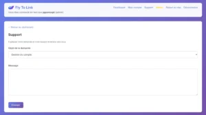 Lancement de Fly To Link, un outil de gestion de liens affiliés simple et RGPD friendly 8 Support Fly To Link - PG Concept