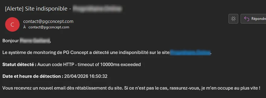 Monitoring de sites web automatisé : alerte mail site down - PG Concept