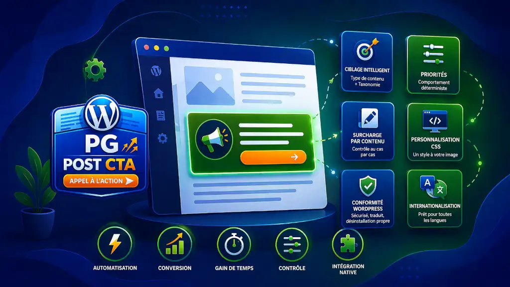 Fonctionnalités de PG Post CTA - PG Concept