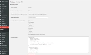Réglages de PG Post CTA - PG Concept