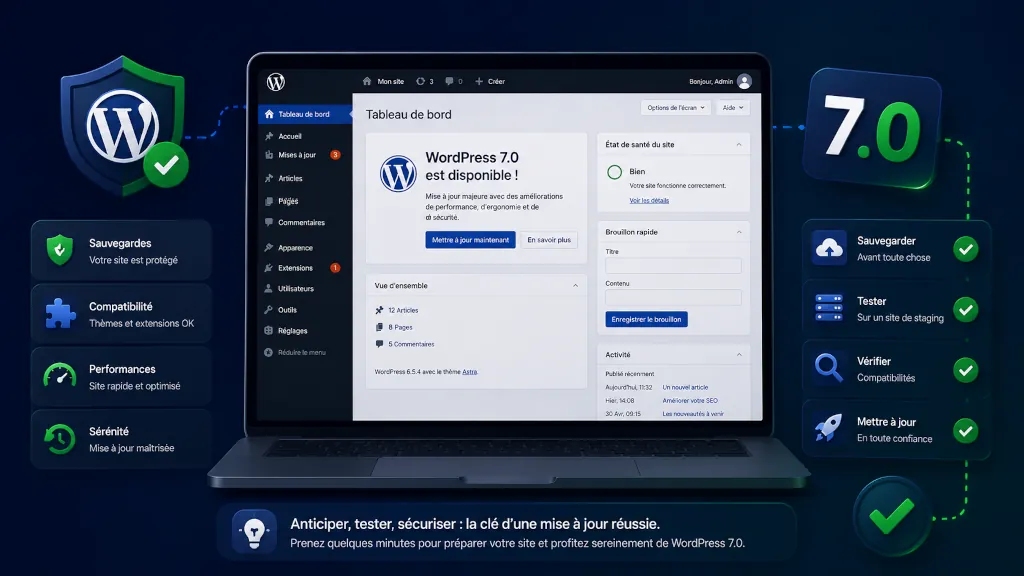 Conseil pour une mise à jour vers WordPress 7.0 sans mauvaise surprise - PG Concept