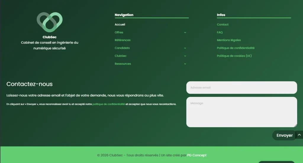 ClubSec : footer - PG Concept
