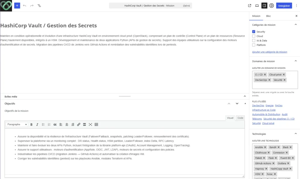 ClubSec : Edition d'une mission - PG Concept