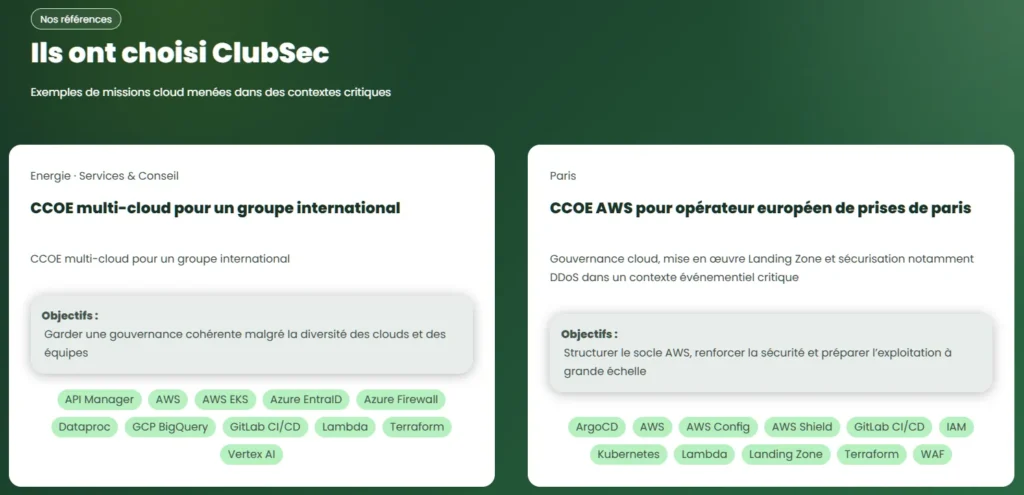 ClubSec : affichage dynamique des missions dans le domaine Cloud Modernization - PG Concept
